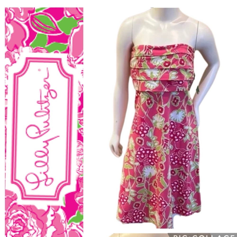 Lilly Pulitzer Petula Hot Bloomin Pink Dress Small